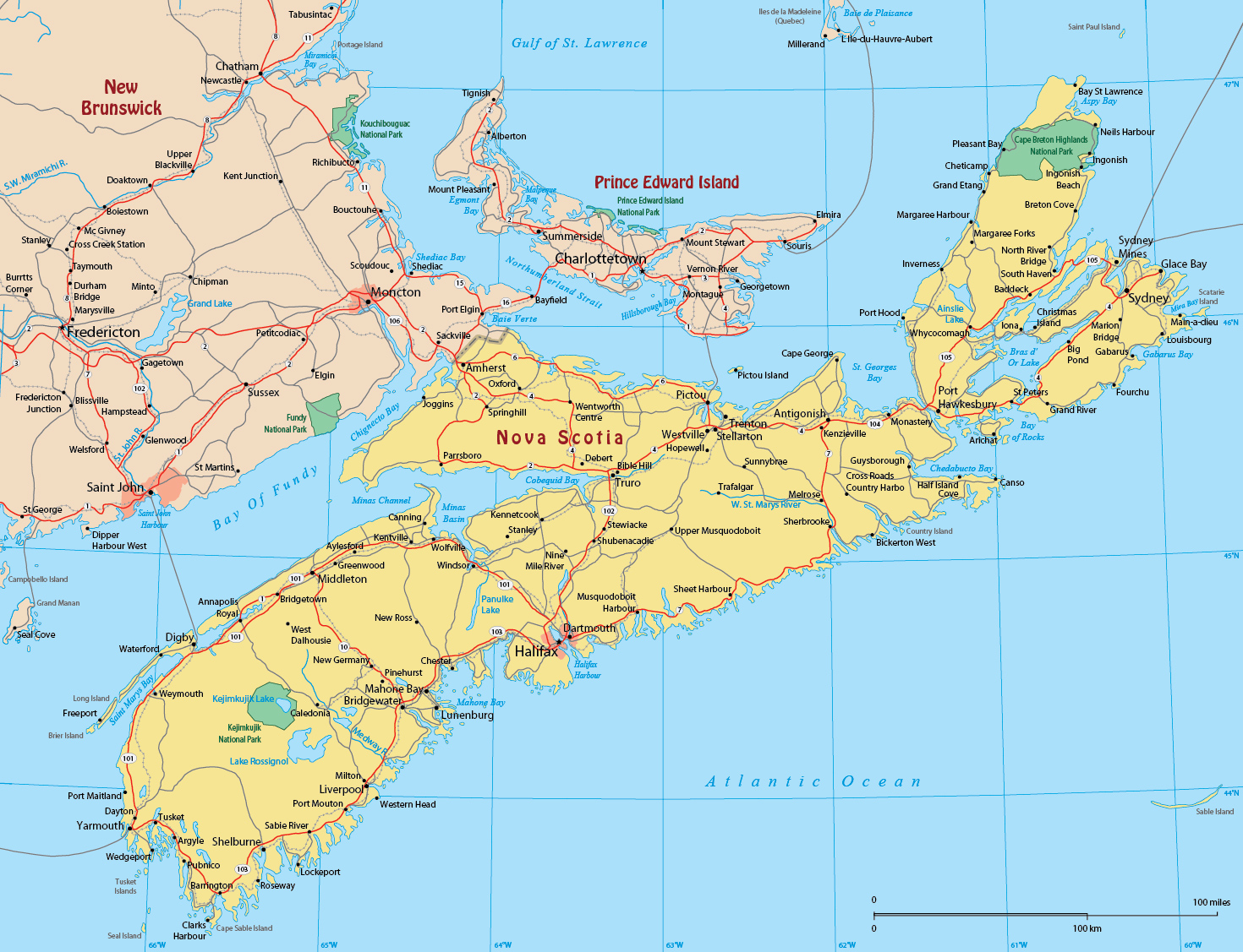 nova scotia on world map Map Of Nova Scotia Canada nova scotia on world map