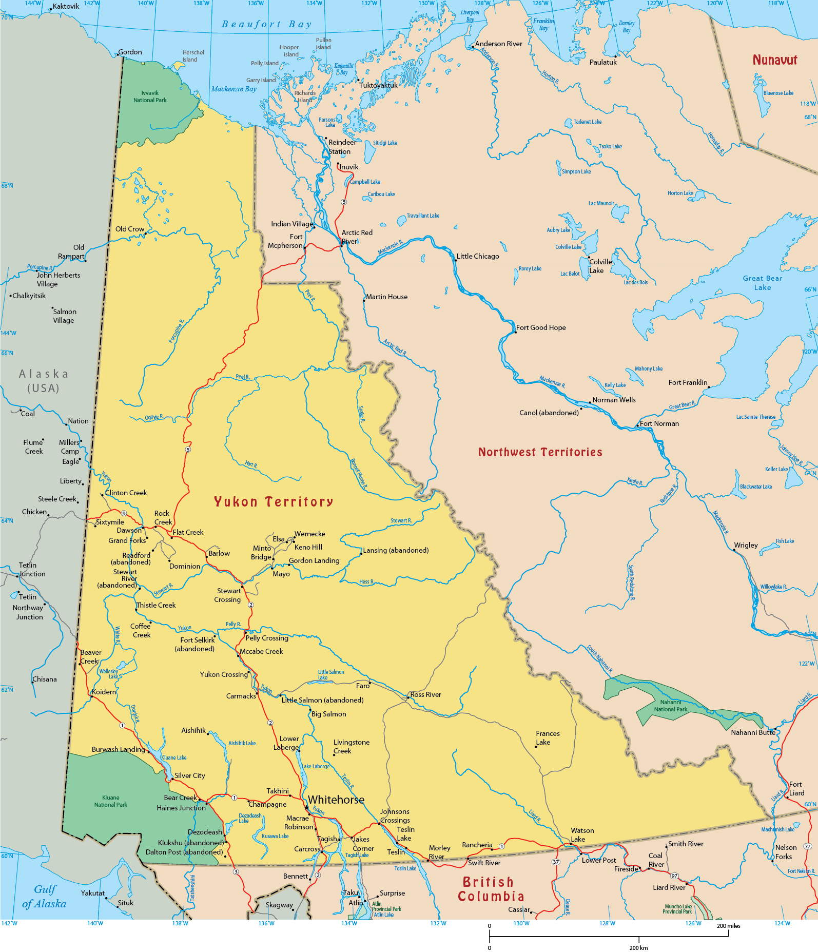 Map Of The Yukon Map Of Yukon - Canada