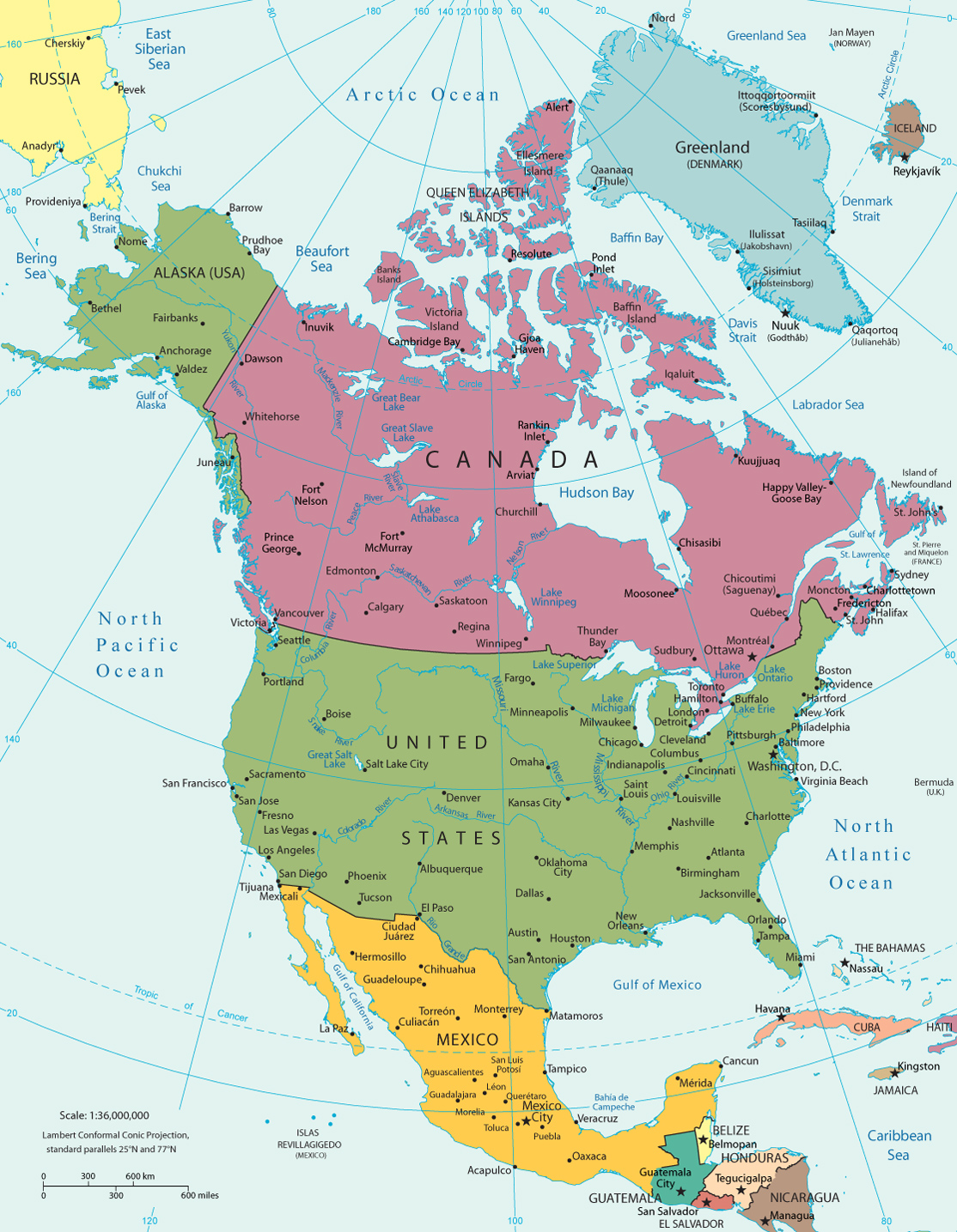 the map of north america North America Political Map the map of north america