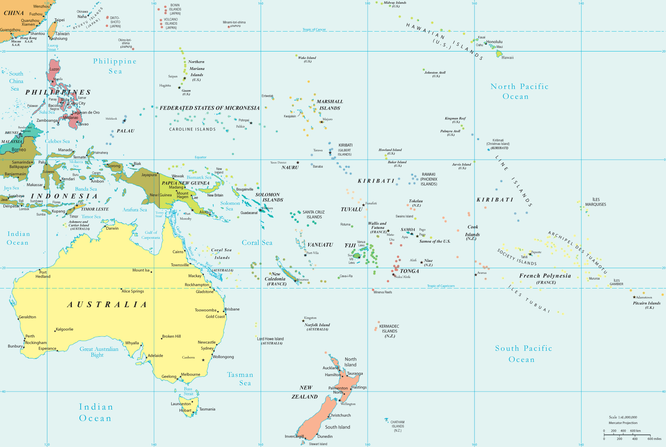 Australia And Oceania Political Map Political Map Of Oceania - Pacific Islands