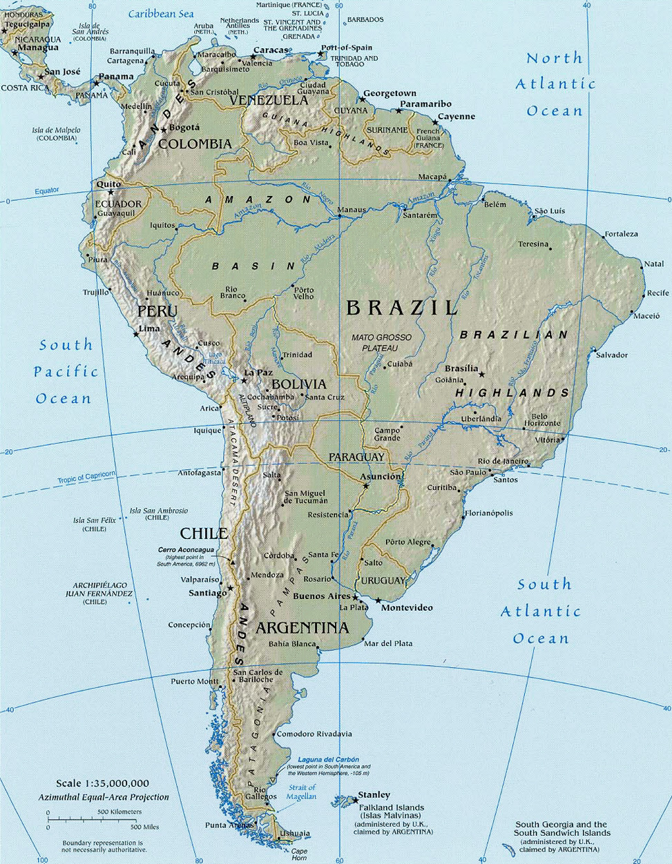 Download this Physical Map South America picture