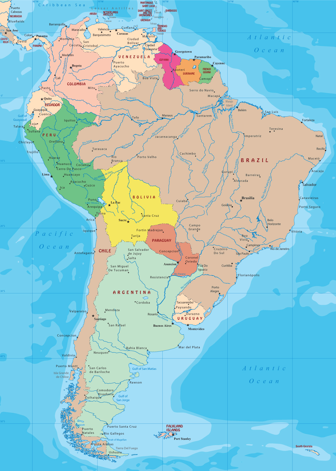 Political Map South America